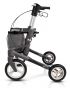 Image of the TOPRO Olympos ATR rollator with off-road wheels, black coloured in size medium. Viewed from the left side.
